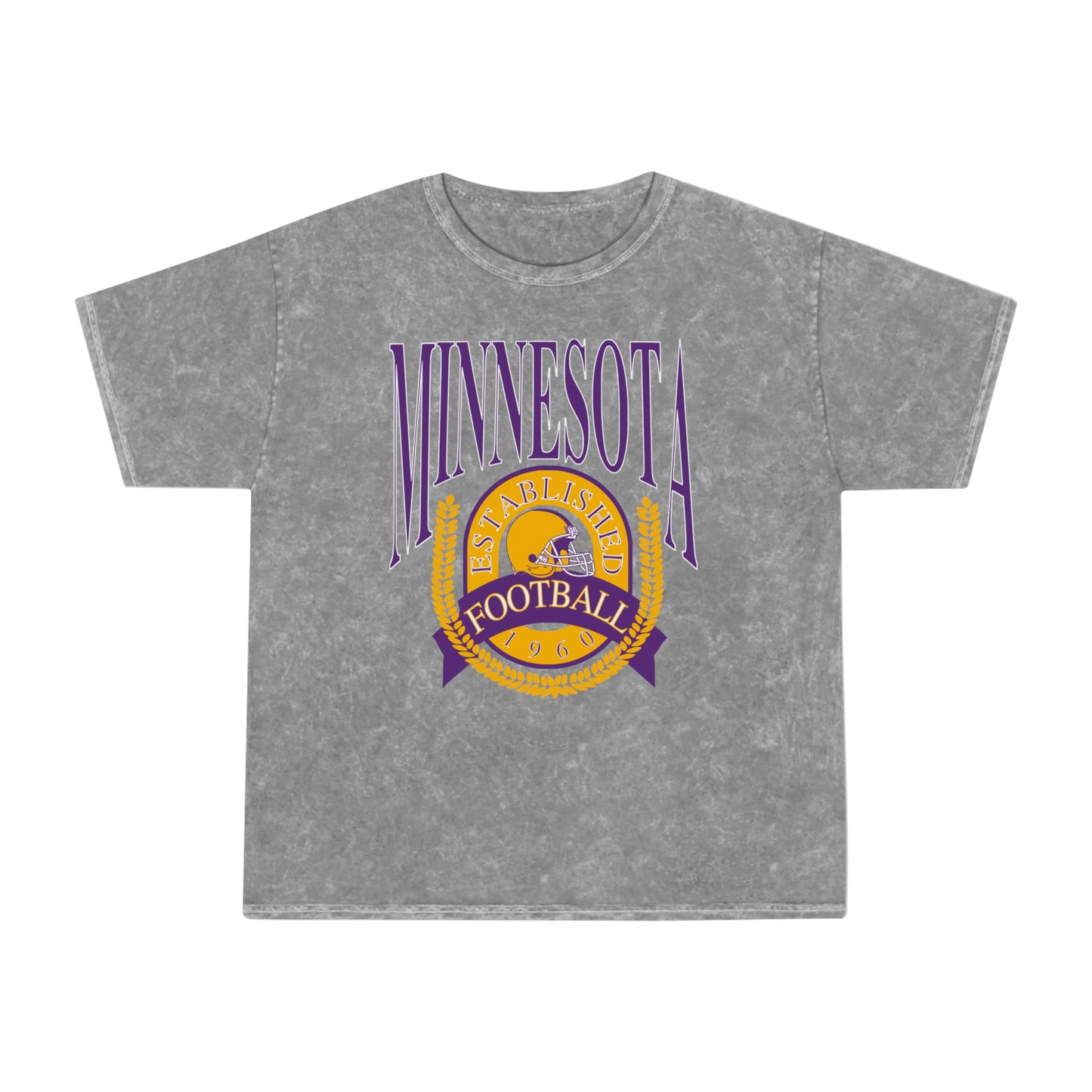 Rock N' Roll Minnesota Vikings Football Hippy Style Tie Dye Short Sleeve T-Shirt - Men's & Women's Unisex Mineral Wash T-Shirt - Design 1