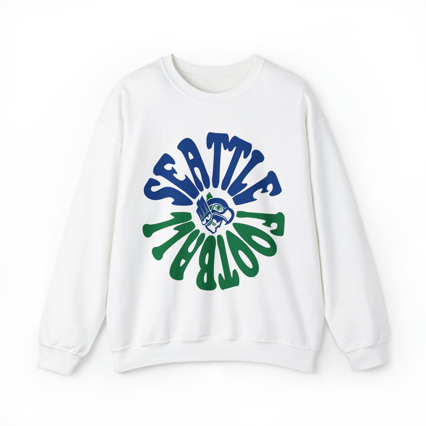 Hippy Retro Seattle Seahawks Sweatshirt - Vintage Style Football Crewneck - Men's & Women's Retro Apparel - Design 2
