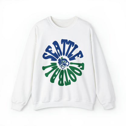 Hippy Retro Seattle Seahawks Sweatshirt - Vintage Style Football Crewneck - Men's & Women's Retro Apparel - Design 2
