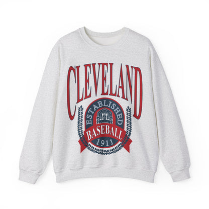 Navy Cleveland Baseball Crewneck - Vintage Indians Baseball Sweatshirt