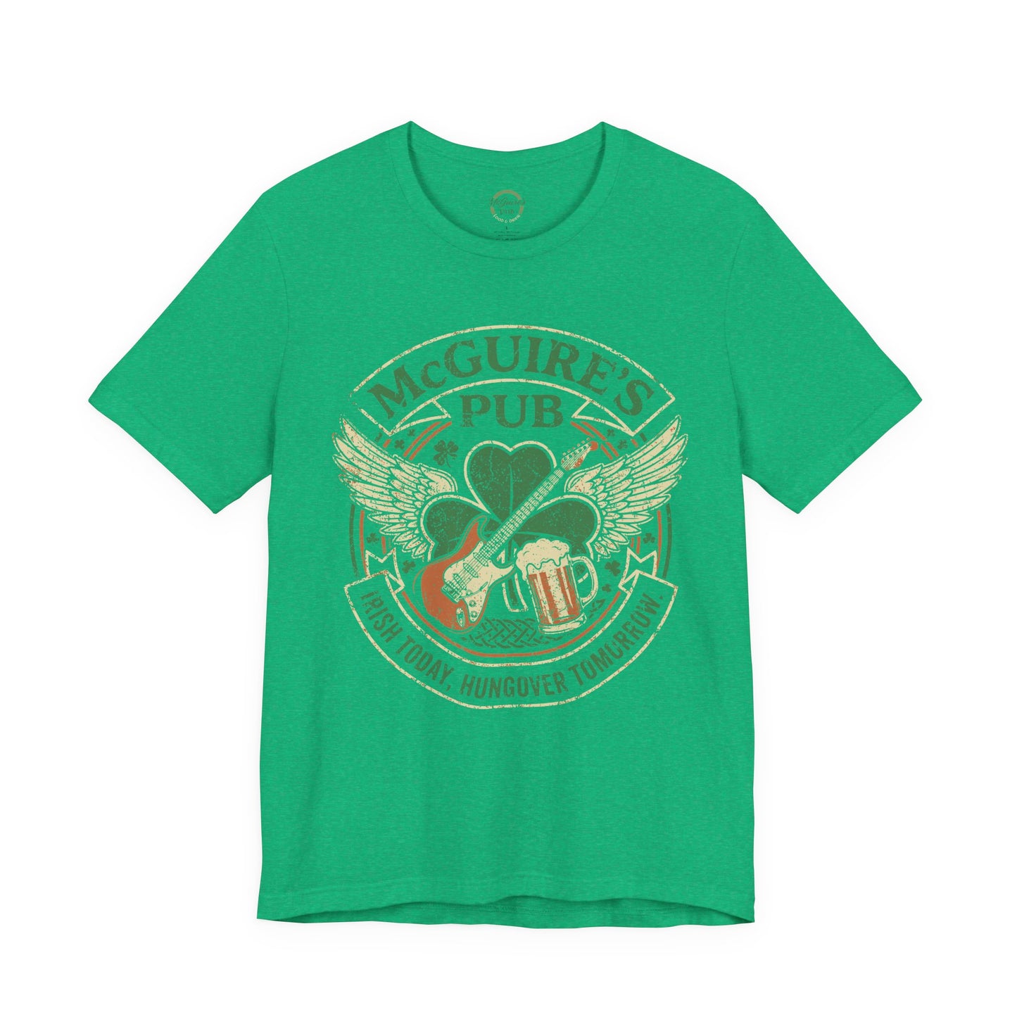 Rock N Roll Men's Unisex McGuire's Vintage Shamrock T-Shirt - McGuire's Pub Logo