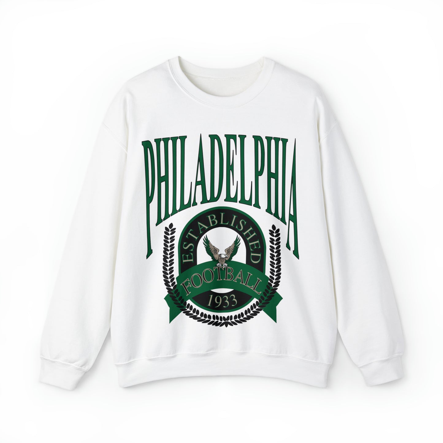 Green Throwback Philadelphia Eagles Football Sweatshirt - Vintage Men's & Women's Retro Oversized NFL Unisex Crewneck - Design 1