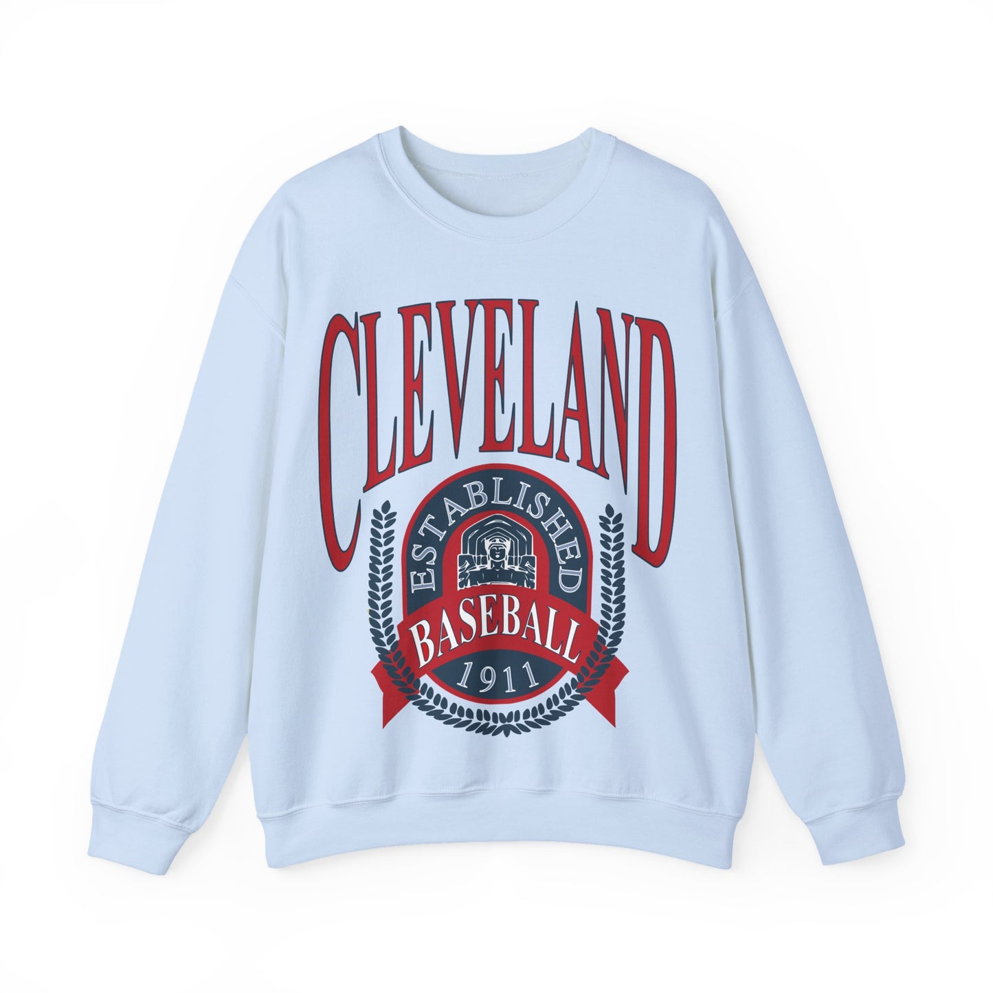 Navy Cleveland Baseball Crewneck - Vintage Indians Baseball Sweatshirt