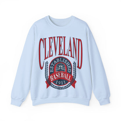 Navy Cleveland Baseball Crewneck - Vintage Indians Baseball Sweatshirt