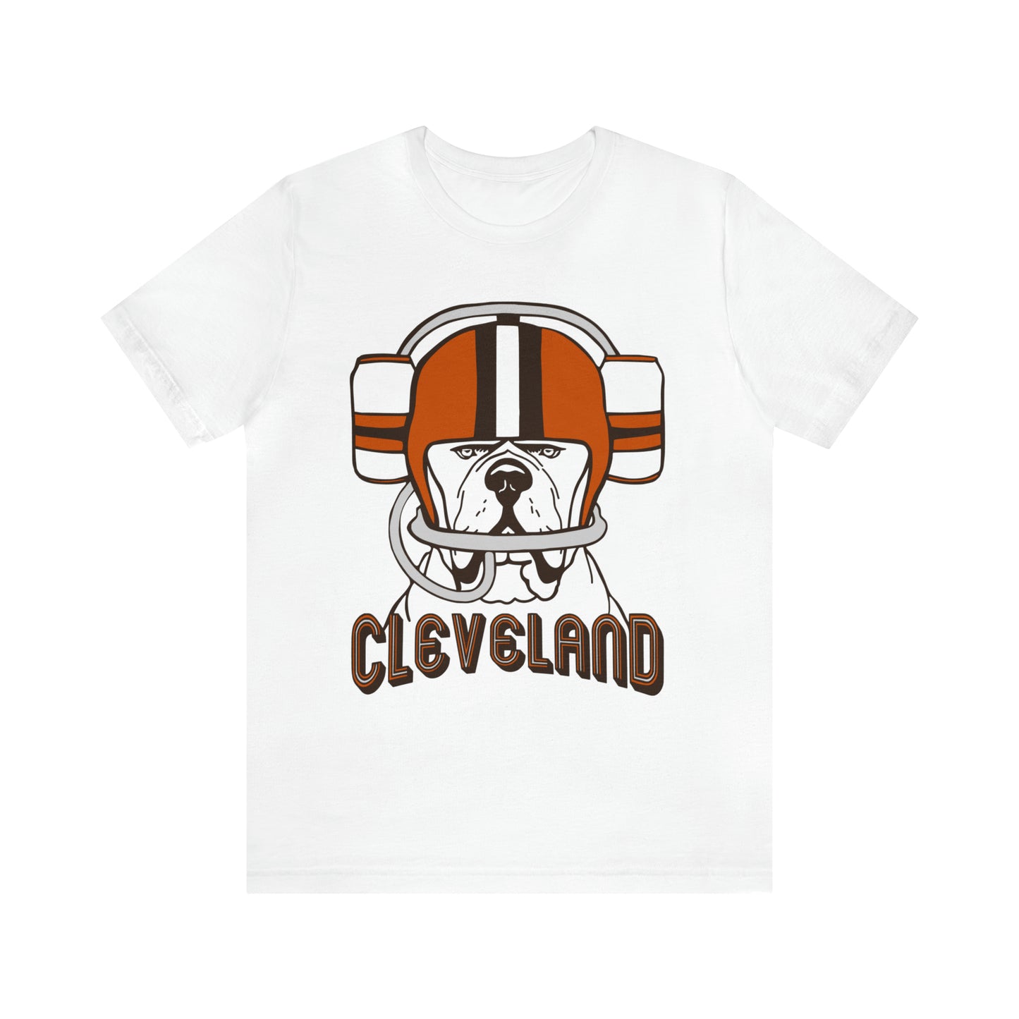 Cleveland Browns Beer Helmet Dog T-Shirt - Vintage Cleveland Browns Short Sleeve Tee - Men's Women's Apparel Tee - Design 7