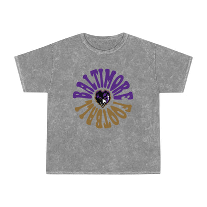 Tie Dye Baltimore Ravens T-Shirt - Hippy Short Sleeve Acid Wash Tee - Rock N' Roll Men's & Women's Unisex Mineral Wash T-Shirt - Design 2
