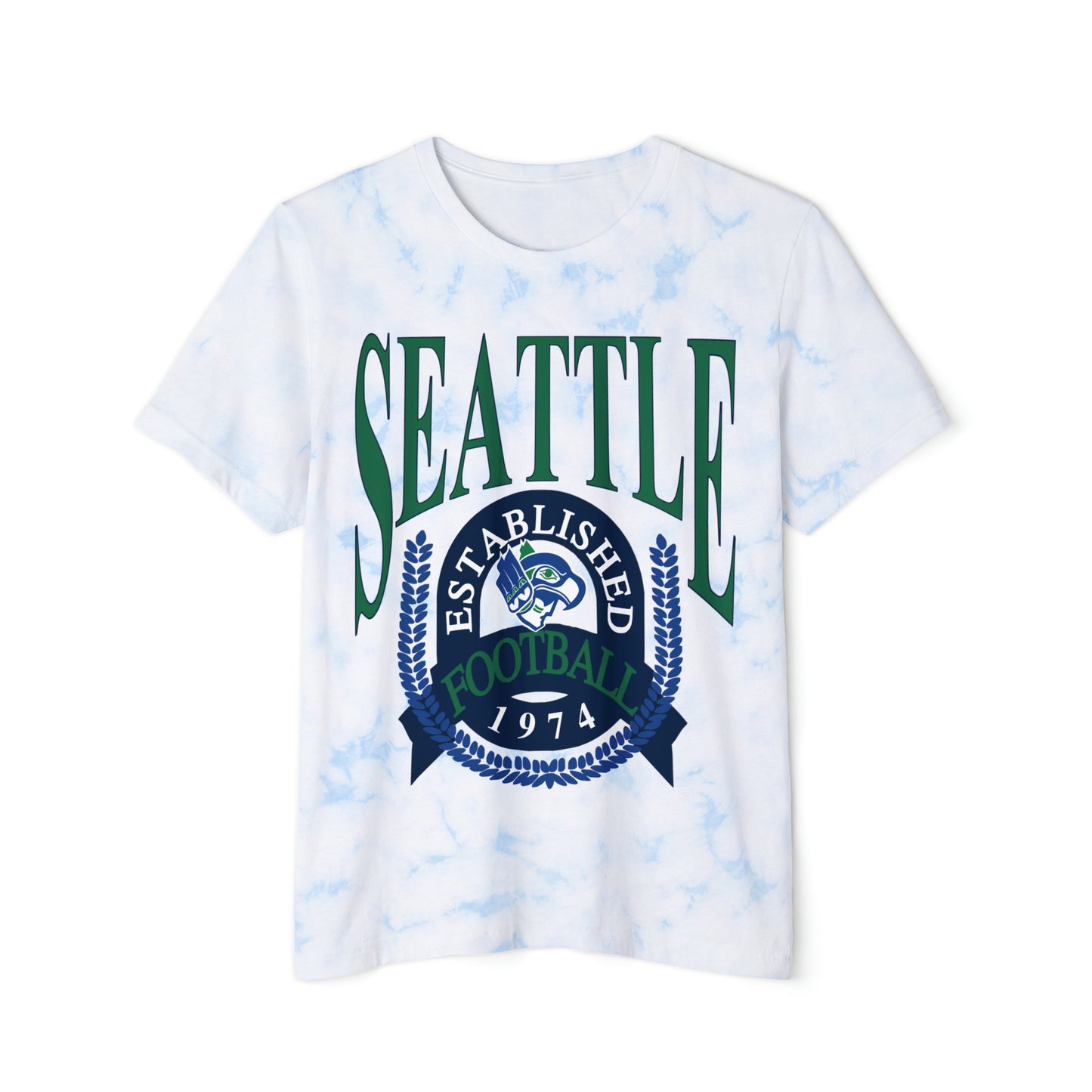 Tie Dye Throwback Vintage Seattle Seahawks Short Sleeve T-Shirt - Vintage Style Football Tee - Design 1