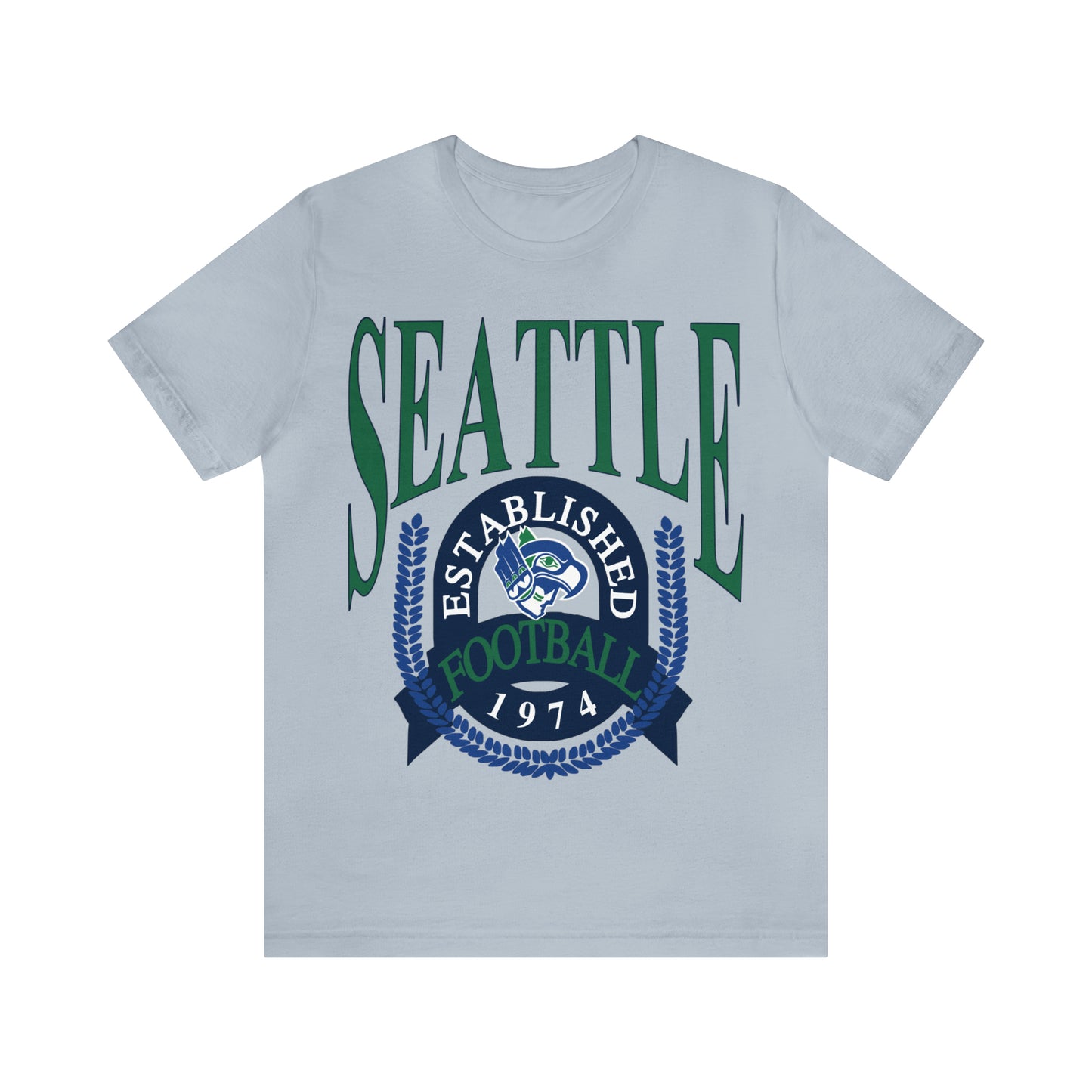 Throwback Retro Seattle Seahawks Short Sleeve T-Shirt - Vintage Style Football Tee - Design 1