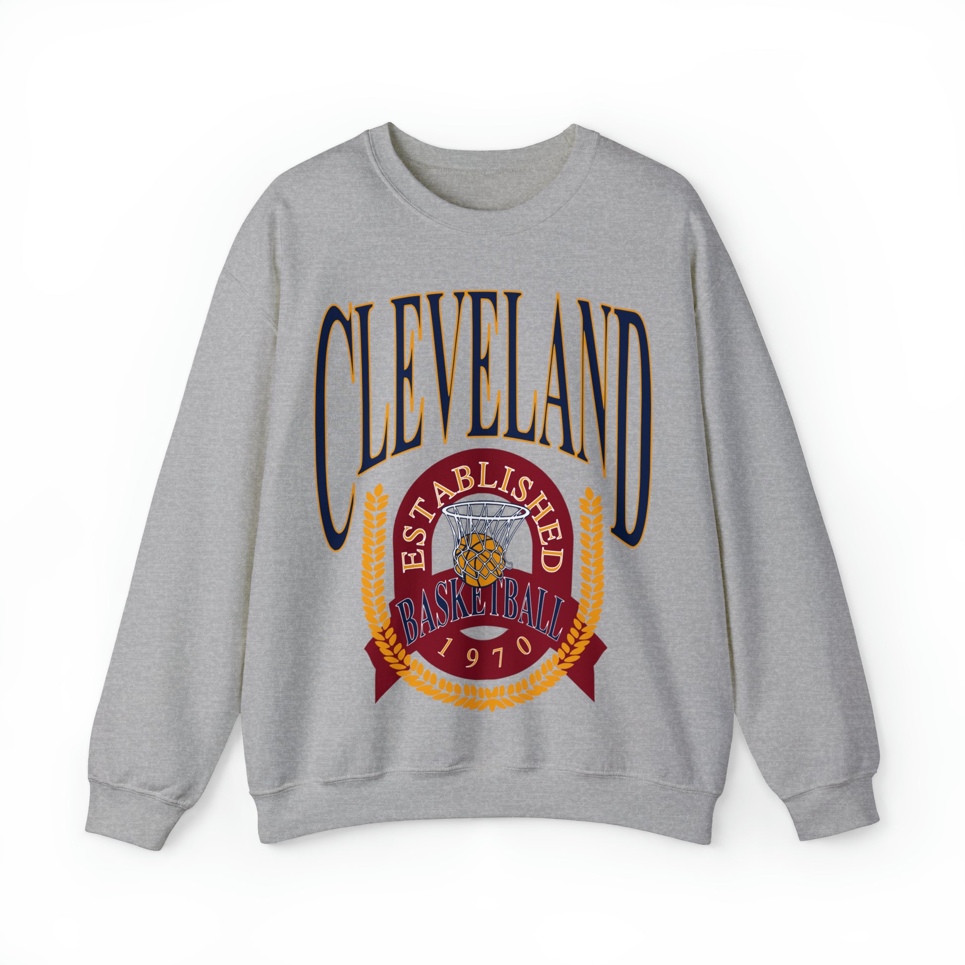 Vintage Cleveland Cavaliers Crewneck Sweatshirt Navy Blue - Retro Unisex Basketball Sweatshirt