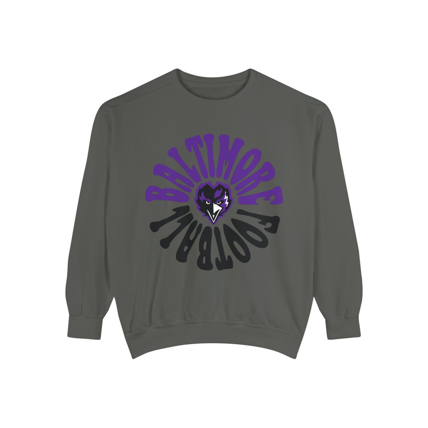 Purple Baltimore Ravens Crewneck Sweatshirt - Comfort Colors NFL Football  - Sweatshirt - Purple & Gray - Design 2