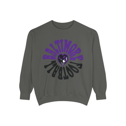 Purple Baltimore Ravens Crewneck Sweatshirt - Comfort Colors NFL Football  - Sweatshirt - Purple & Gray - Design 2