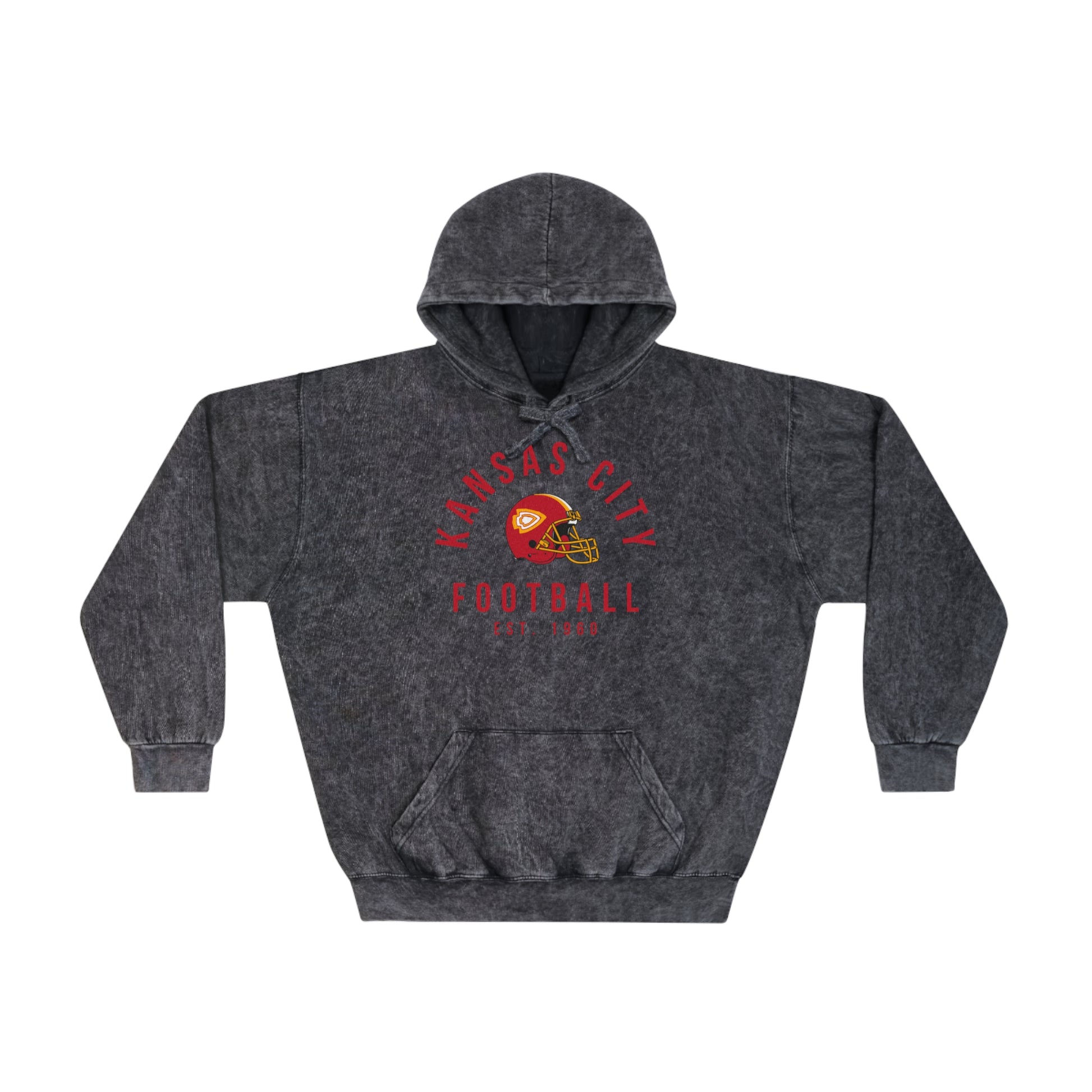 Kansas City Chiefs Hoodie - Vintage Acid Wash Black Sweatshirt - Chiefs Tye Dye Wash - NFL Football Travis Kelce Sweatshirt - Design 5