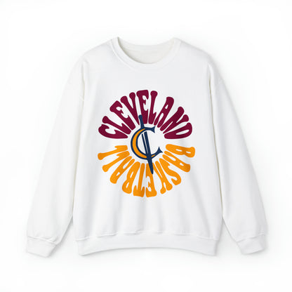 Hippy Cleveland Cavaliers Sweatshirt - Wine and Gold Vintage Style Basketball Crewneck