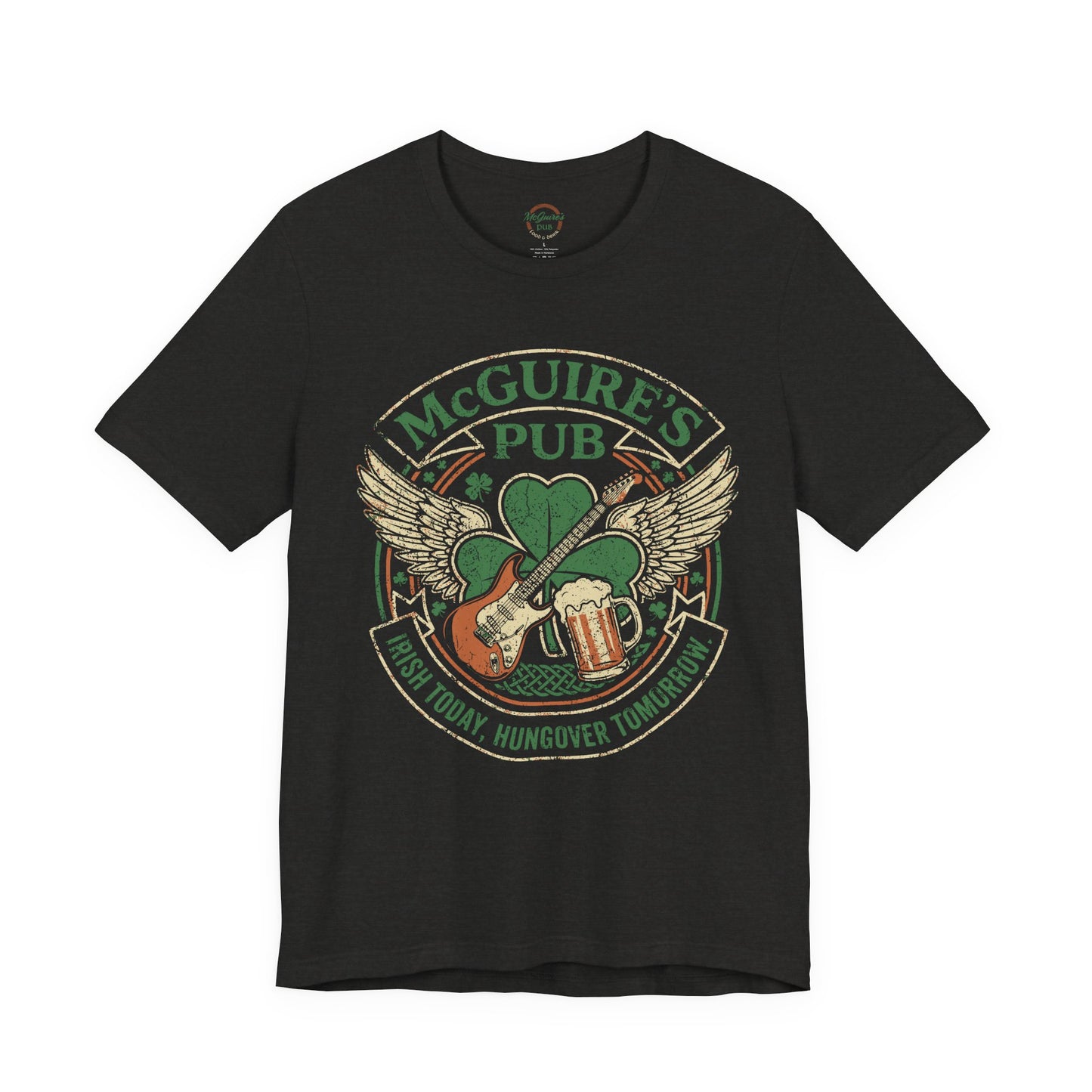 Rock N Roll Men's Unisex McGuire's Vintage Shamrock T-Shirt - McGuire's Pub Logo