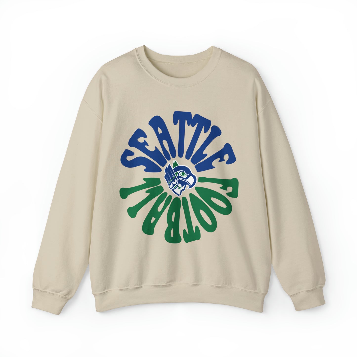 Hippy Retro Seattle Seahawks Sweatshirt - Vintage Style Football Crewneck - Men's & Women's Retro Apparel - Design 2