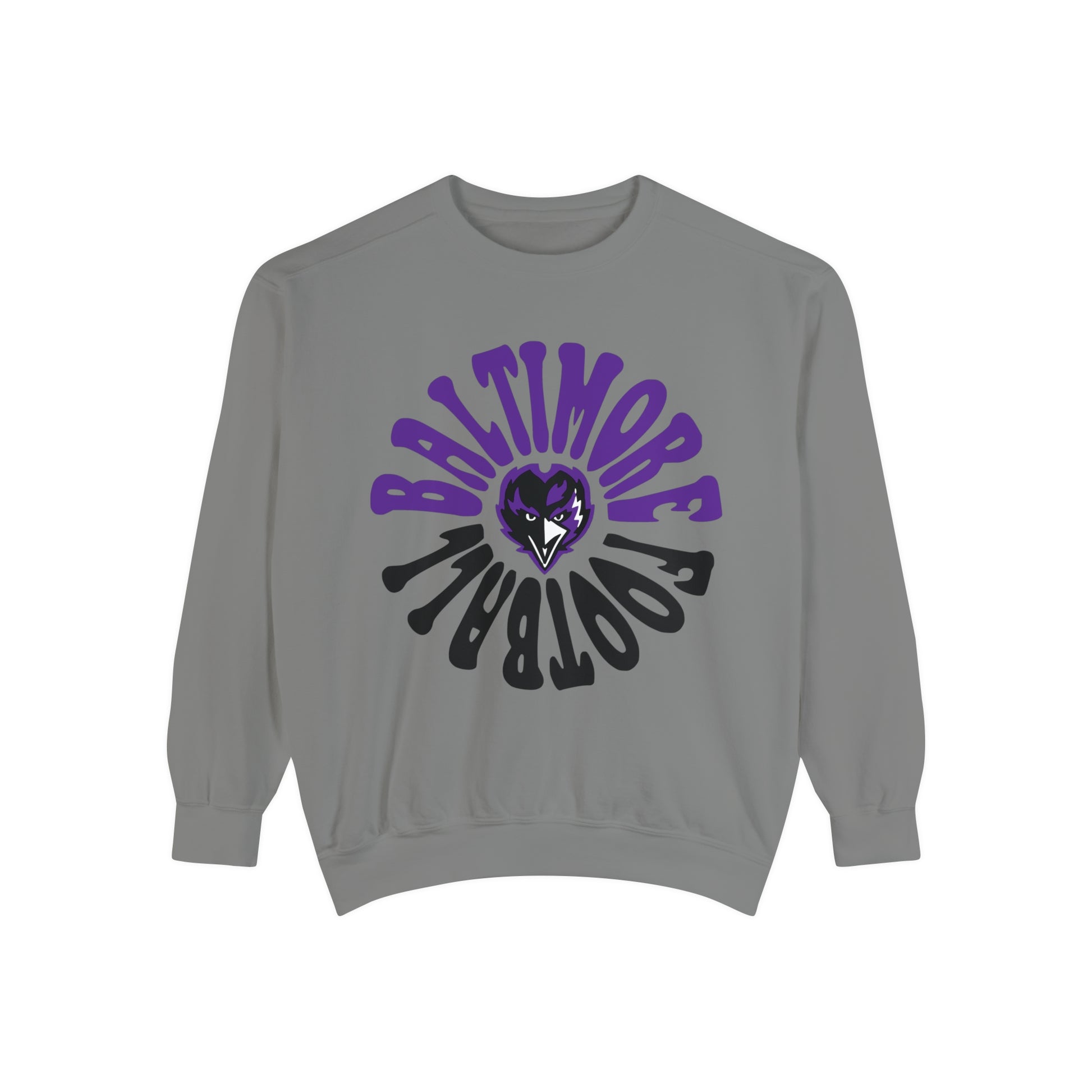 Purple Baltimore Ravens Crewneck Sweatshirt - Comfort Colors NFL Football  - Sweatshirt - Purple & Gray - Design 2