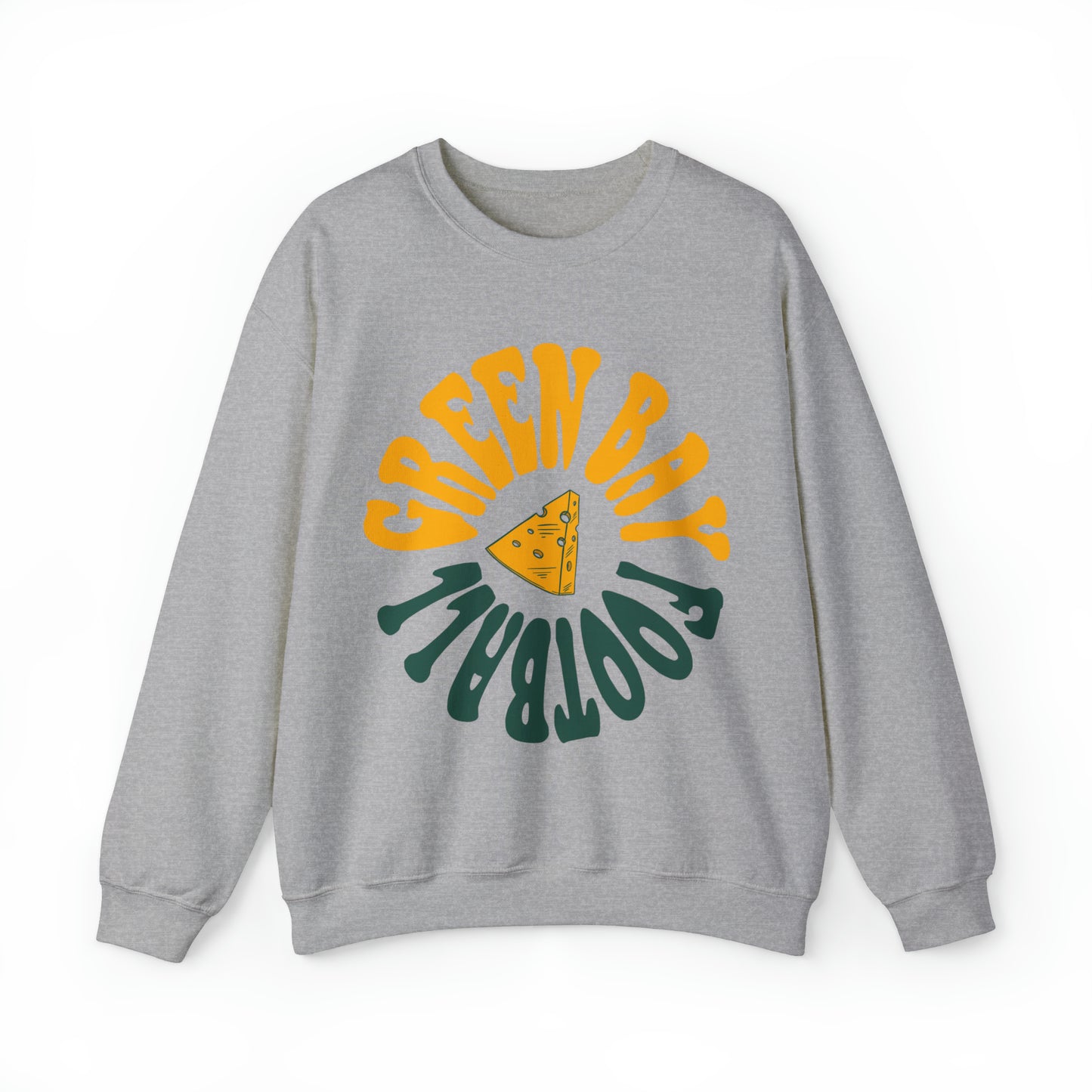 Green Bay Packers Retro Sweatshirt - Vintage Style Crewneck - Wisconsin Cheese Head - Hippy Design 2