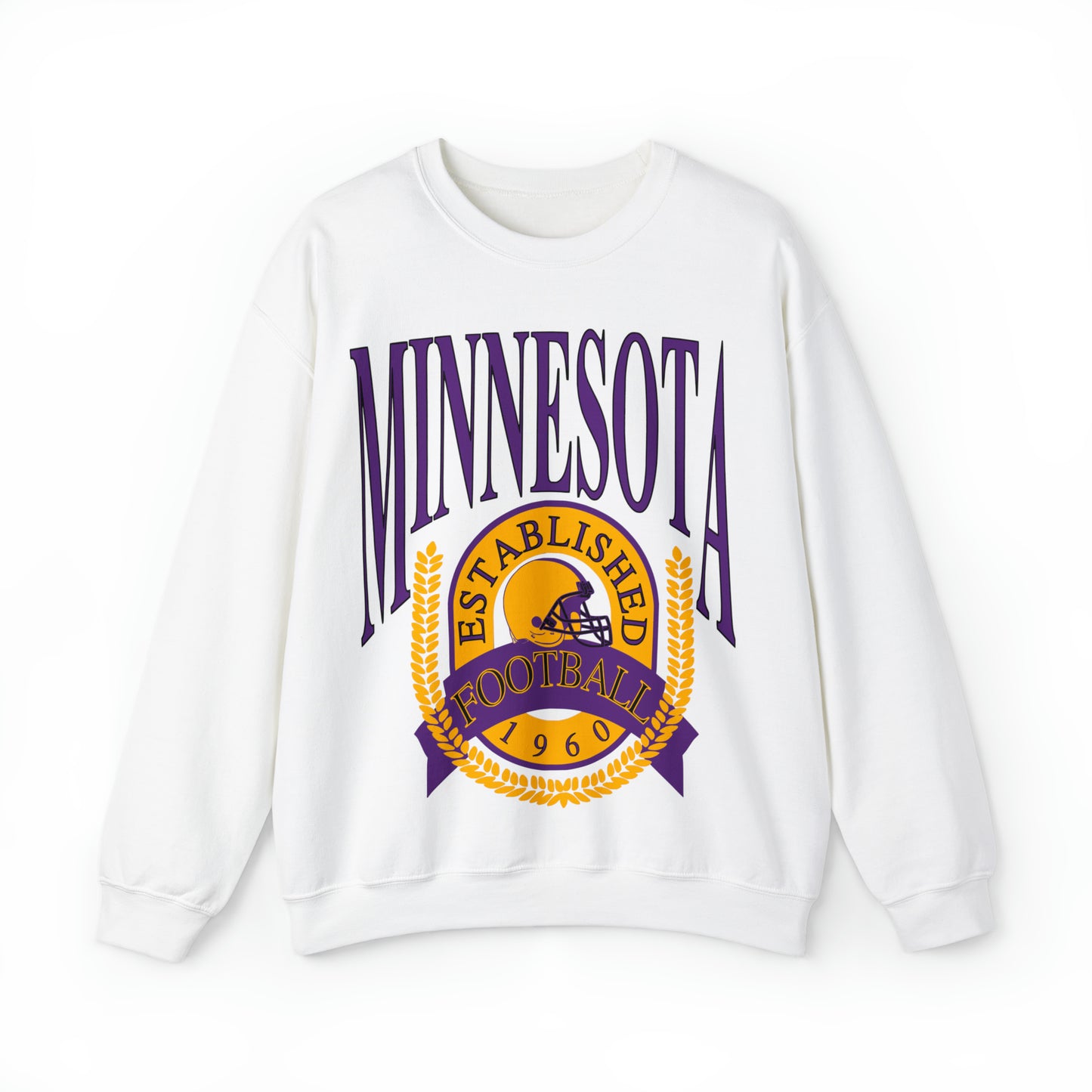 Throwback Black Vintage Minnesota Vikings Crewneck - Retro Unisex Football Sweatshirt - Men's & Women's NFL Football - Design 1