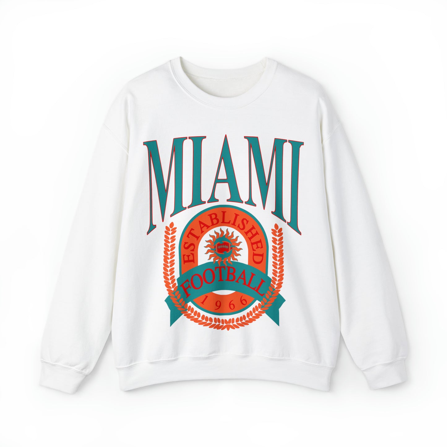 Throwback Miami Dolphins Sweatshirt - Vintage Unisex Football Crewneck  - Men's Women's Unisex Apparel - Design 1
