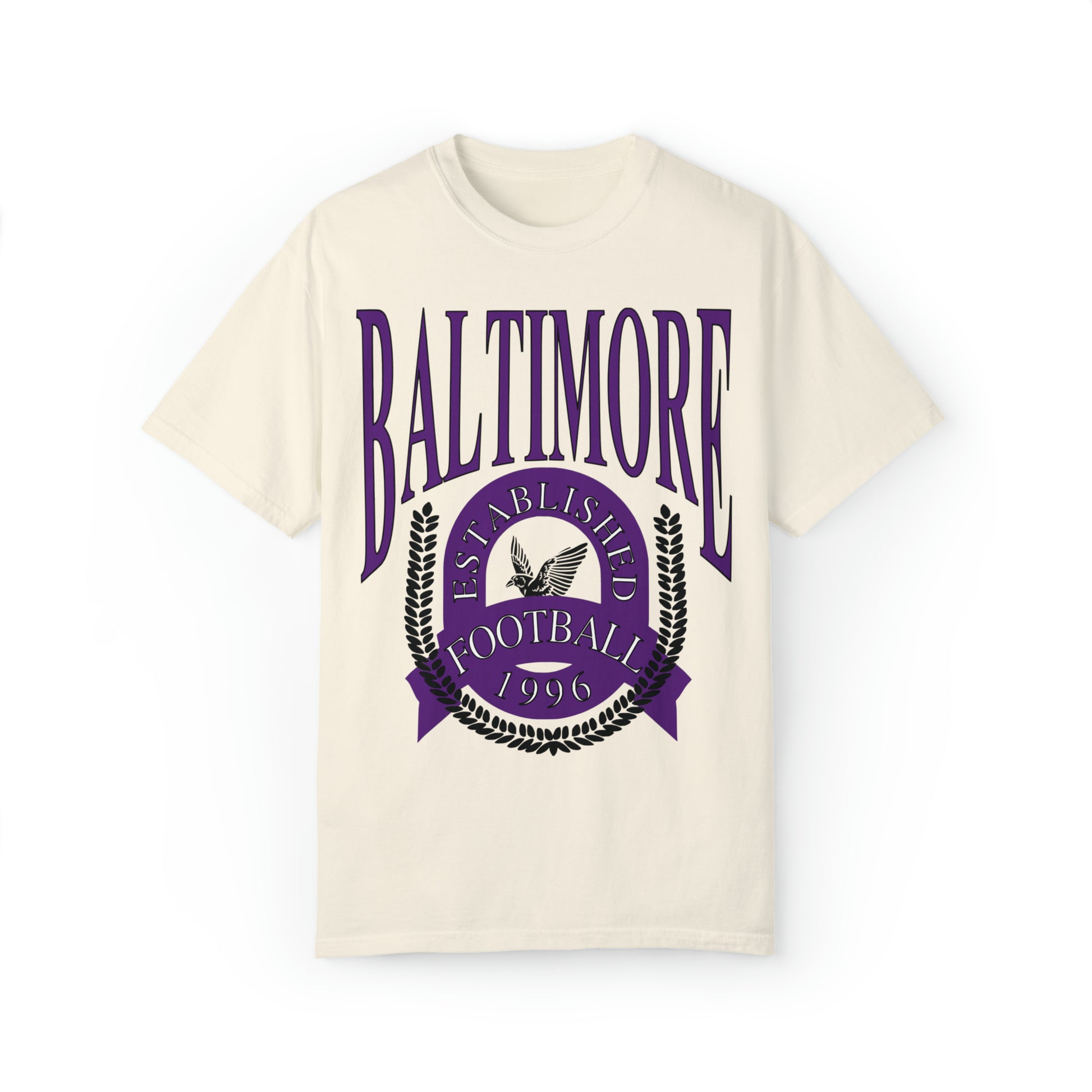 Throwback Baltimore Ravens T-Shirt - Comfort Colors NFL Football Short Sleeve Tee Unisex Men's Women's Oversized Apparel - Design 2