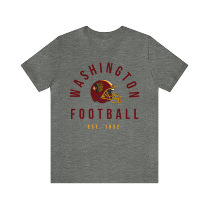 Throwback Washington Redskins Short Sleeve T-Shirt - Vintage Football Tee - Retro Commanders 70's, 80's, 90's - Design 2