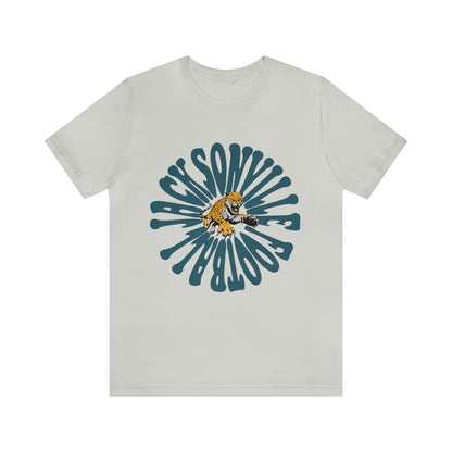 Jacksonville Jaguars Short Sleeve T-Shirt - Hippy Retro NL Football Oversized Tee - Vintage Men's & Women's T-Shirt - Design 2