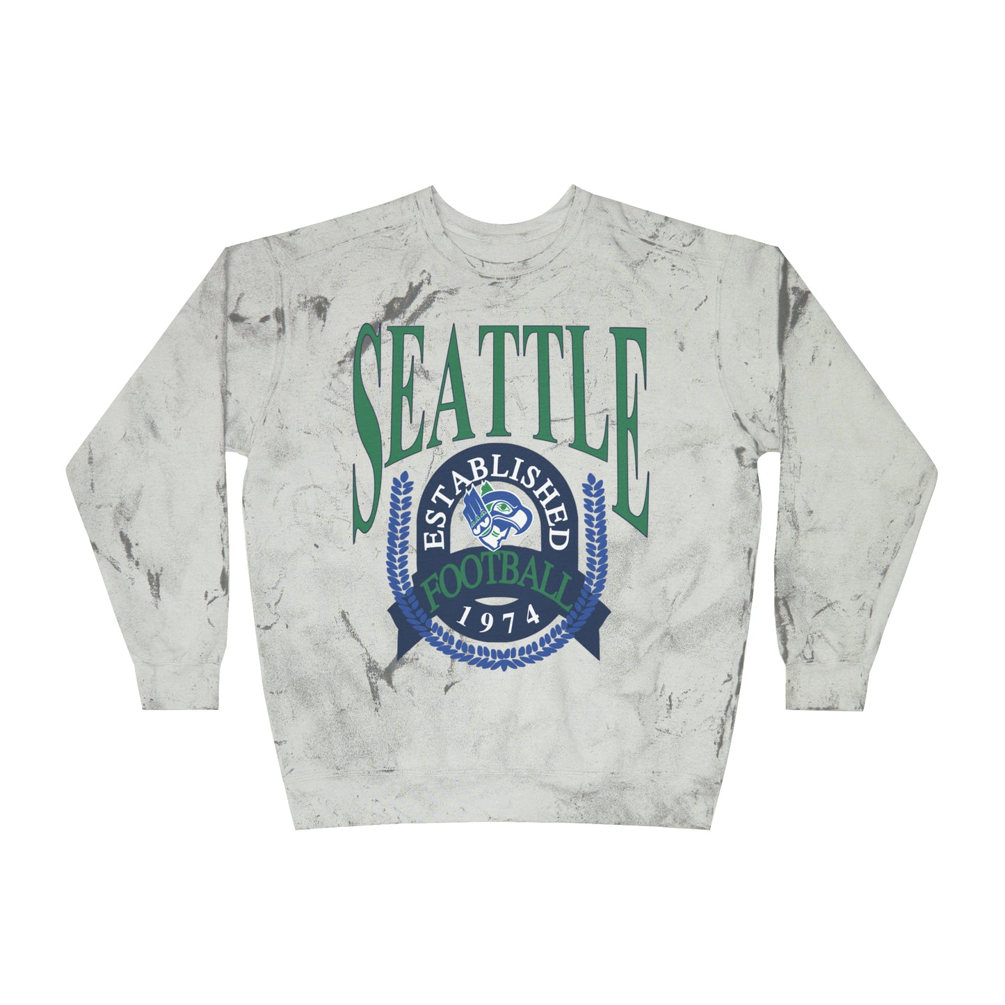 Tie Dye Comfort Colors Throwback Vintage Seattle Seahawks Sweatshirt - Retro Football Crewneck - Men's & Women's - Design 1
