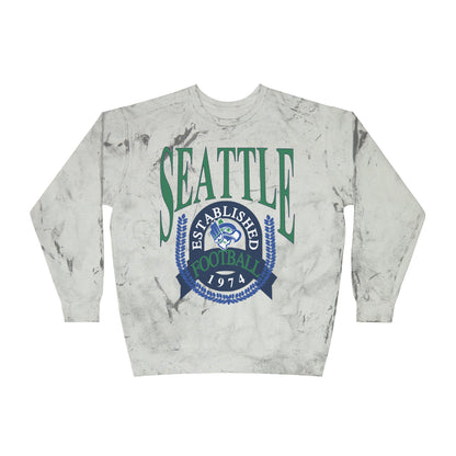 Tie Dye Comfort Colors Throwback Vintage Seattle Seahawks Sweatshirt - Retro Football Crewneck - Men's & Women's - Design 1