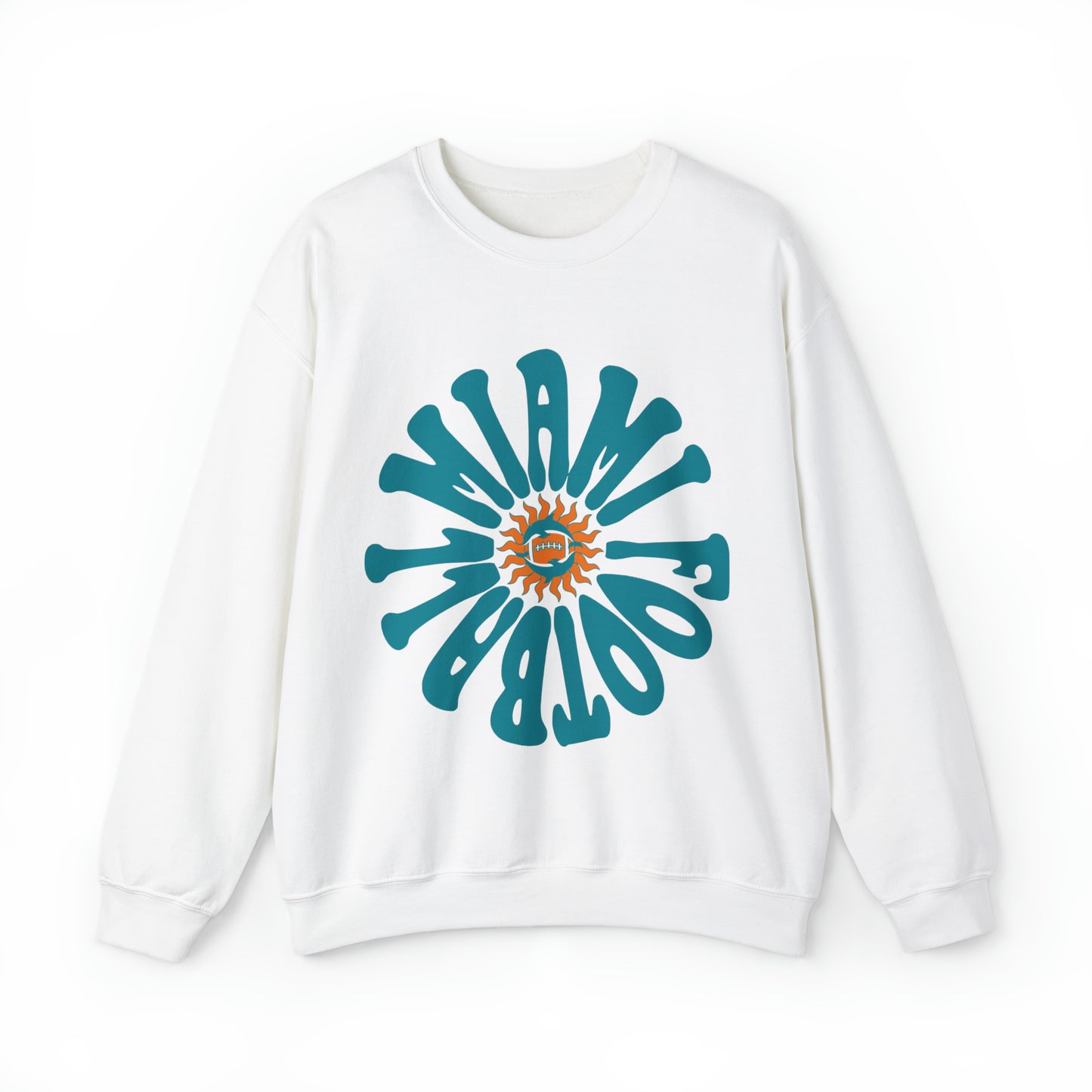 Retro Miami Dolphins Football Sweatshirt - Vintage Style Football Crewneck - Men's & Women's Football Apparel - Design 2
