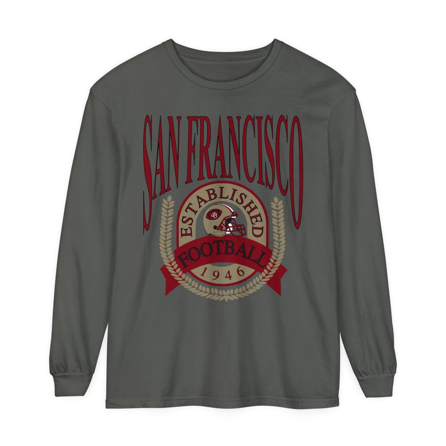 Vintage San Francisco 49ers Long Sleeve T-Shirt - Fred Warner - Nick Bosa - Joe Montana - George Kittle - Jerry Rice - Trent Williams - Deebo Samuel - Men's Women's Tee Dark Oversized The Dallas Family Gray