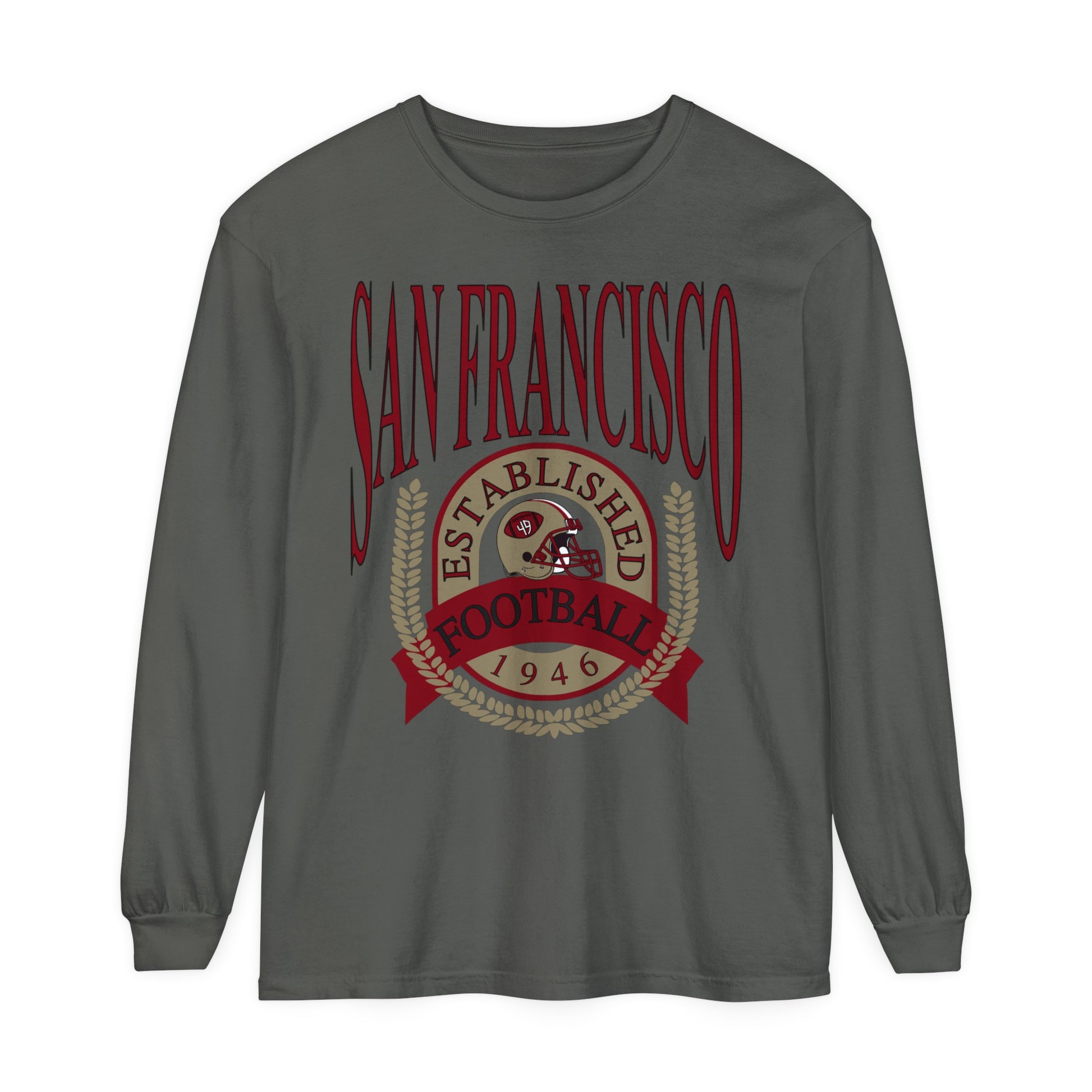 Vintage San Francisco 49ers Long Sleeve T-Shirt - Fred Warner - Nick Bosa - Joe Montana - George Kittle - Jerry Rice - Trent Williams - Deebo Samuel - Men's Women's Tee Dark Oversized The Dallas Family Gray