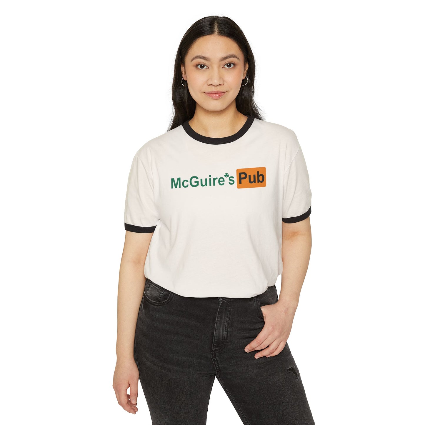 Men's Unisex Guinness Pub Ringer Tee — "McGuire's Pub" Logo