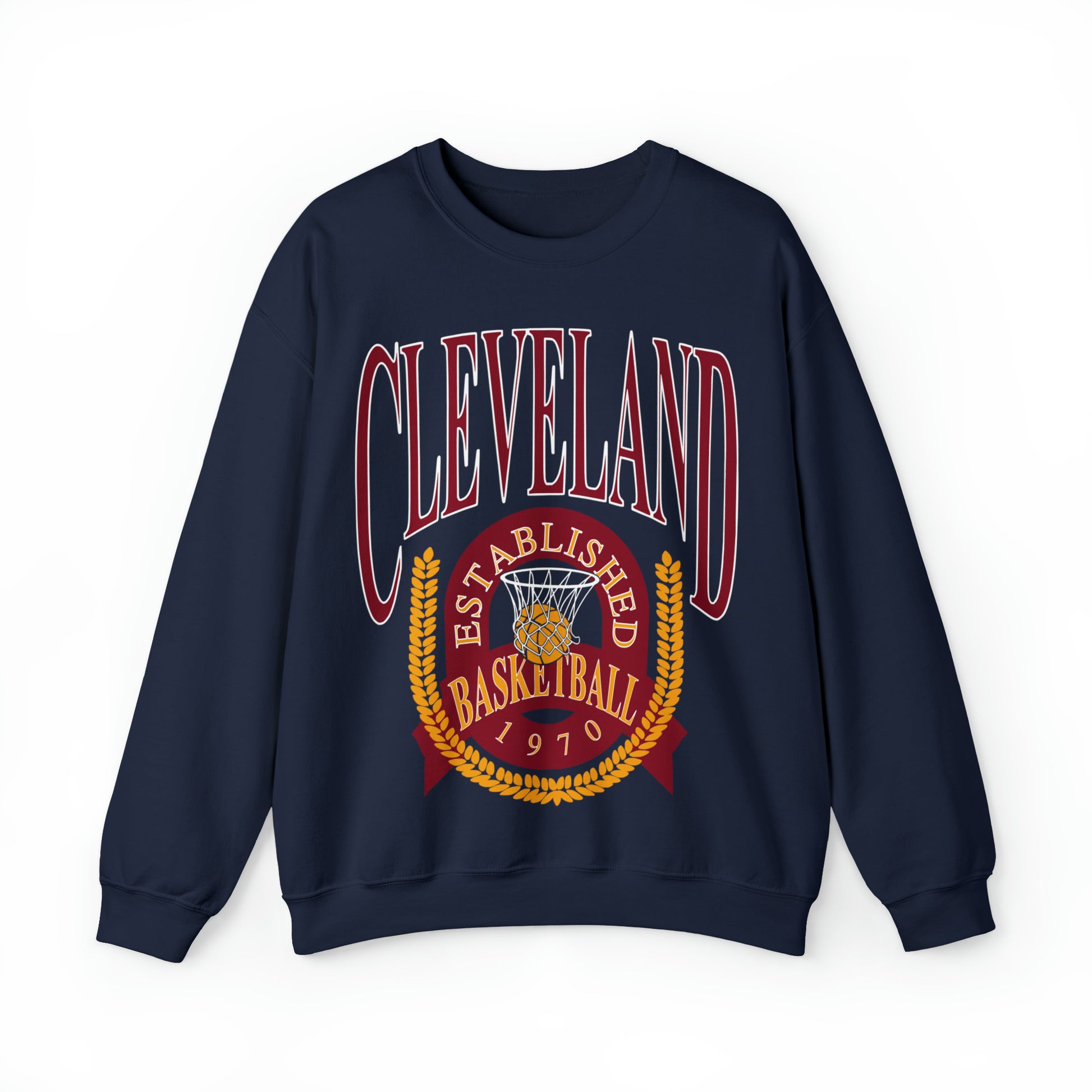 Vintage Cleveland Cavaliers Crewneck Sweatshirt Navy Blue - Retro Unisex Basketball Sweatshirt