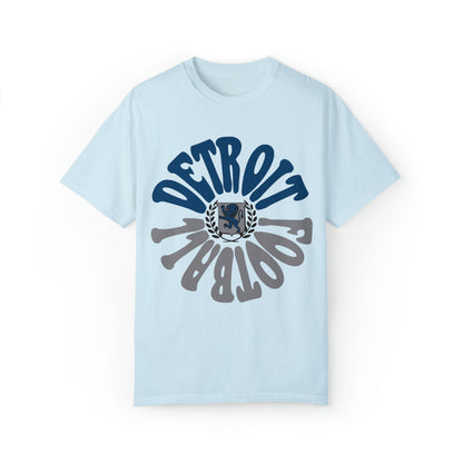 Comfort Colors Hippy Style Detroit Lions Football Short Sleeve T-Shirt - Men's & Women's Oversized Tee - Design 2