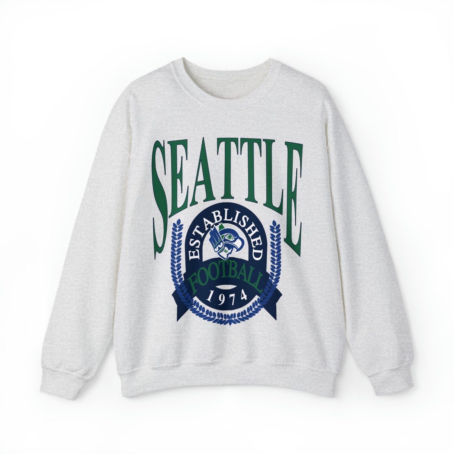 Throwback Vintage Seattle Seahawks Sweatshirt - Retro Style Football Crewneck - Men's & Women's Retro Apparel - Design 1