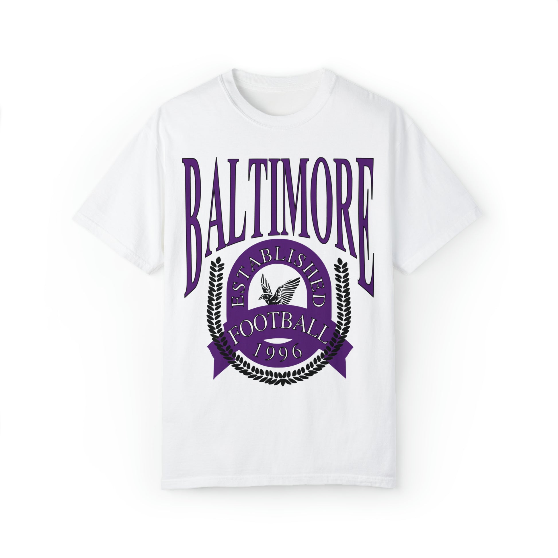 Throwback Baltimore Ravens T-Shirt - Comfort Colors NFL Football Short Sleeve Tee Unisex Men's Women's Oversized Apparel - Design 2