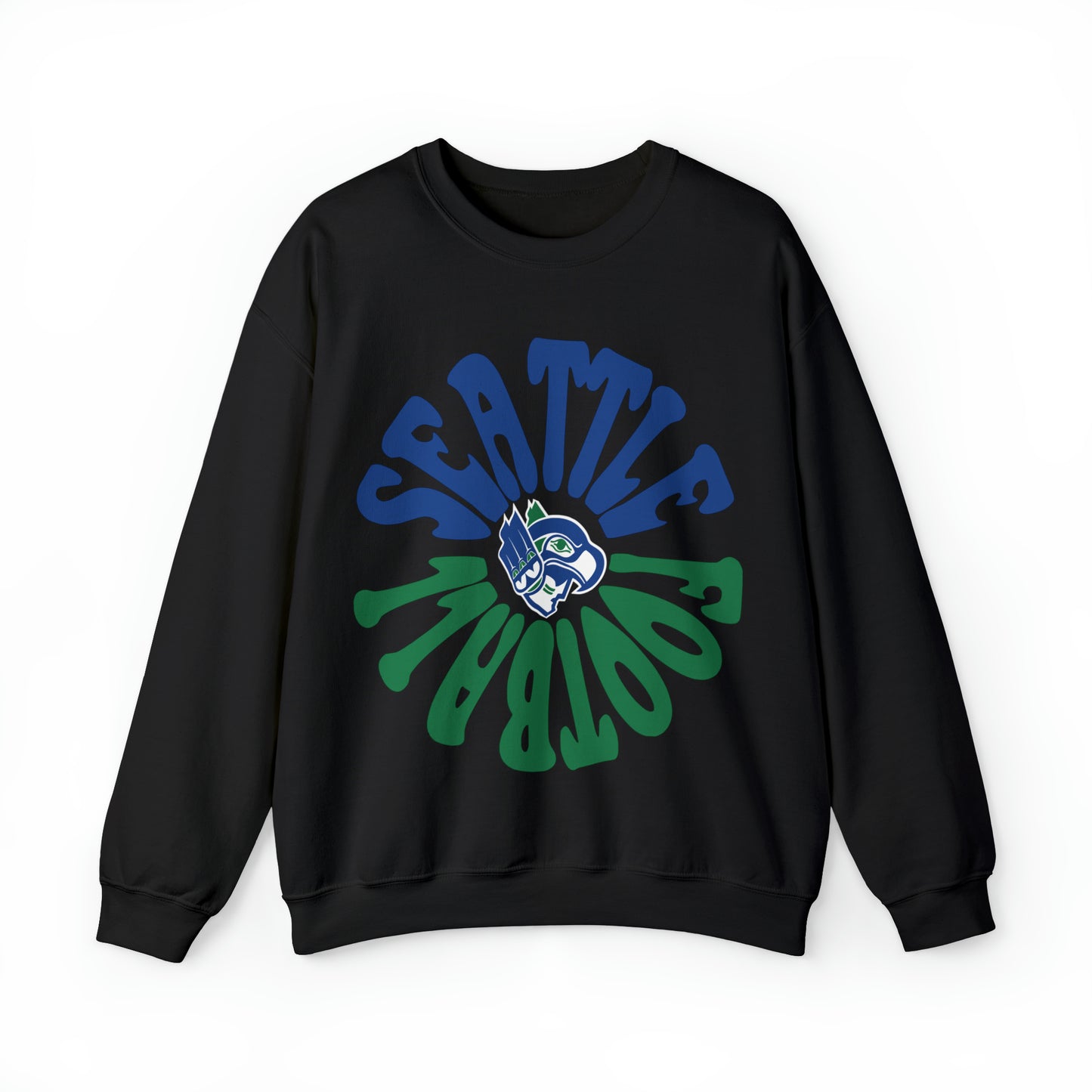 Hippy Retro Seattle Seahawks Sweatshirt - Vintage Style Football Crewneck - Men's & Women's Retro Apparel - Design 2
