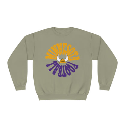 Hippy Retro Minnesota Vikings Crewneck - Retro Unisex Football Sweatshirt - Men's & Women's 90's Oversized Hoodie - Design 2