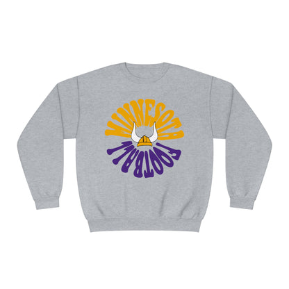 Hippy Retro Minnesota Vikings Crewneck - Retro Unisex Football Sweatshirt - Men's & Women's 90's Oversized Hoodie - Design 2