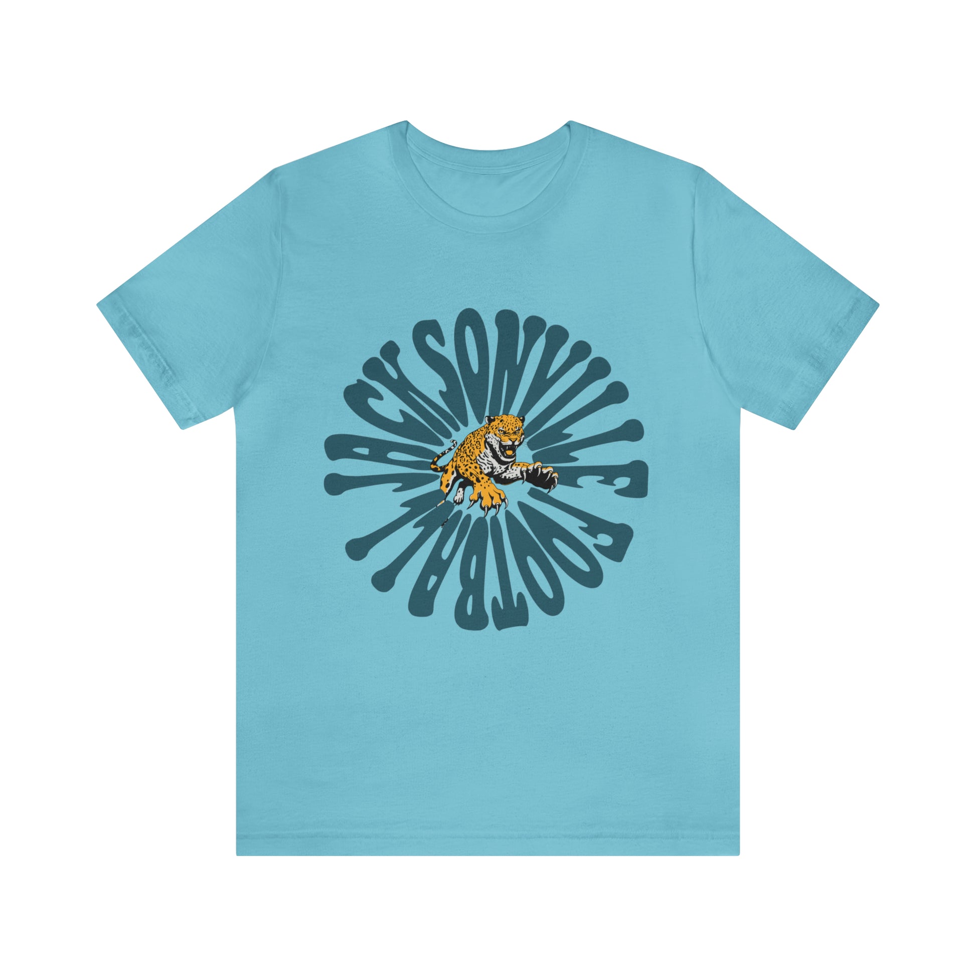 Jacksonville Jaguars Short Sleeve T-Shirt - Hippy Retro NL Football Oversized Tee - Vintage Men's & Women's T-Shirt - Design 2