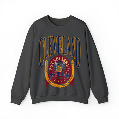 Vintage Cleveland Cavaliers Crewneck Sweatshirt Navy Blue - Retro Unisex Basketball Sweatshirt