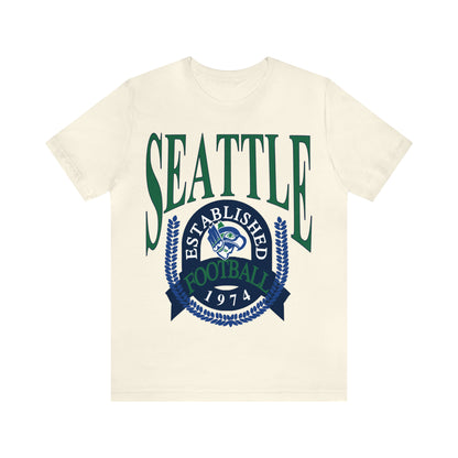 Throwback Retro Seattle Seahawks Short Sleeve T-Shirt - Vintage Style Football Tee - Design 1
