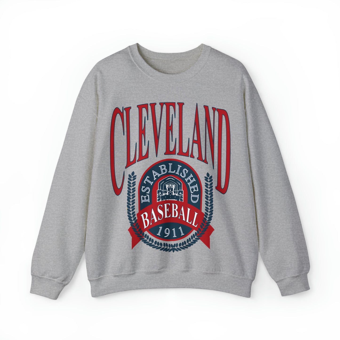 Navy Cleveland Baseball Crewneck - Vintage Indians Baseball Sweatshirt