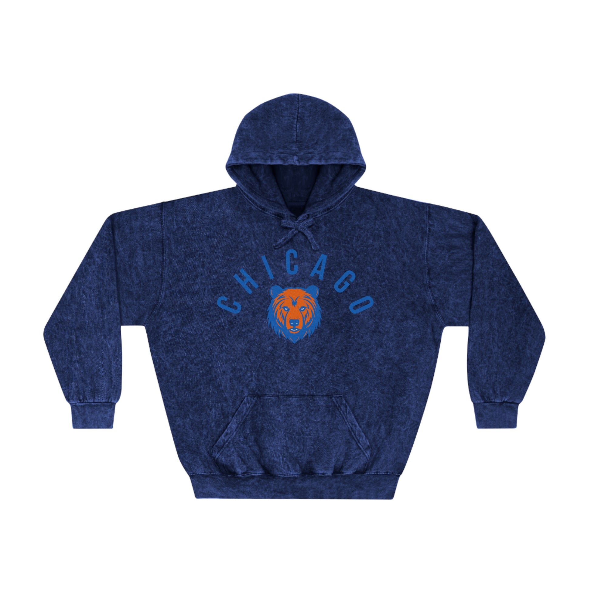 Navy Mineral Wash Hoodie Chicago Bears Sweatshirt - Vintage Football Apparel - Design 4