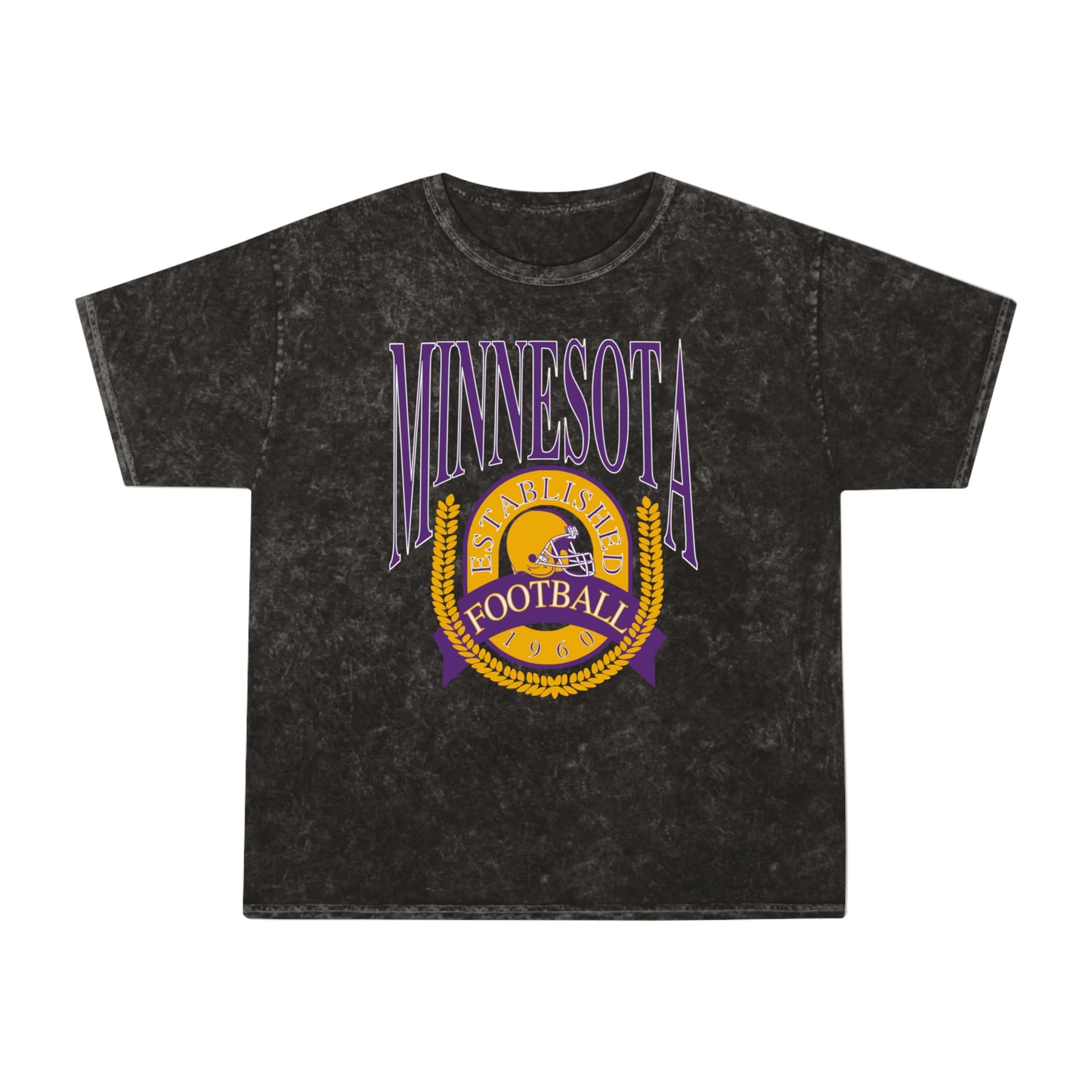Rock N' Roll Minnesota Vikings Football Hippy Style Tie Dye Short Sleeve T-Shirt - Men's & Women's Unisex Mineral Wash T-Shirt - Design 1