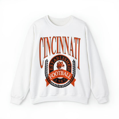 Vintage Cincinnati Bengals Crewneck Sweatshirt - Retro Men's & Women's Oversized NFL Football Unisex Hoodie - Design 1 White
