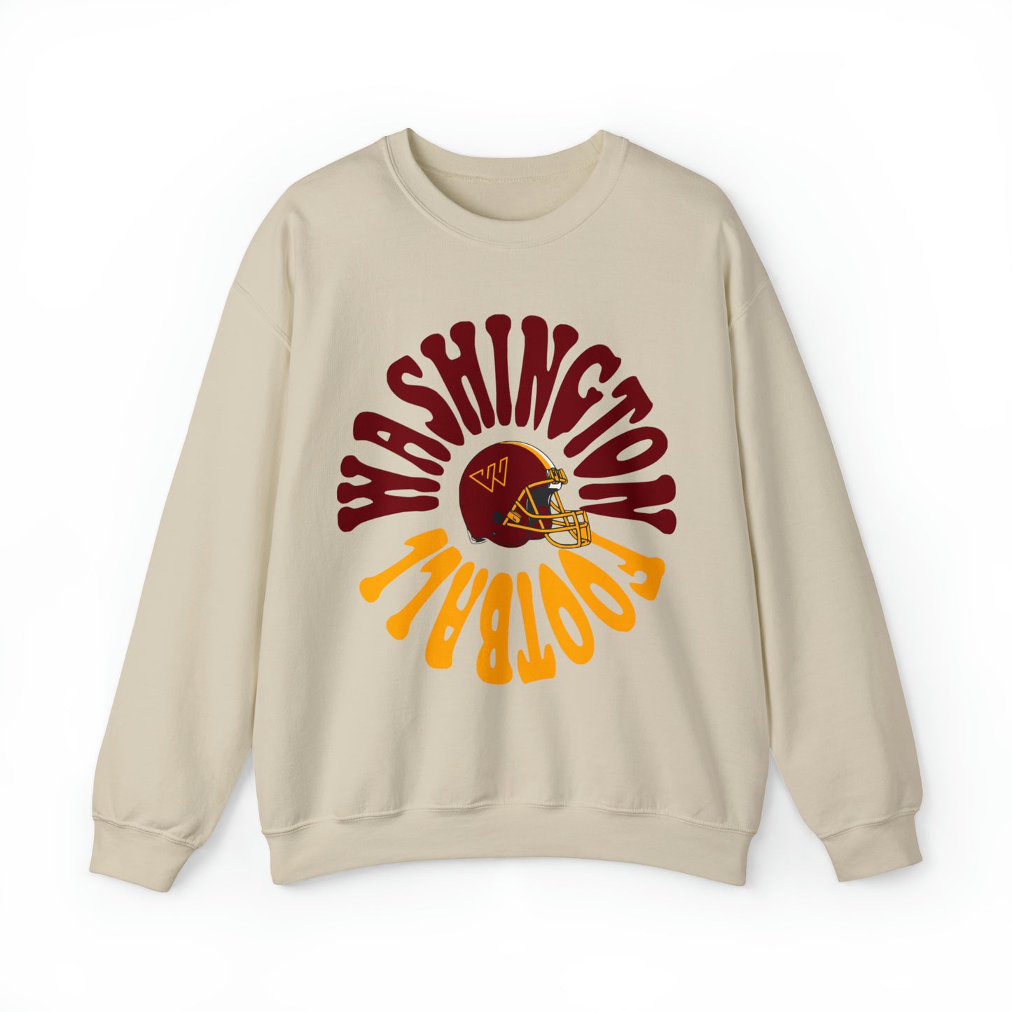 Hippy Style Washington Commanders Football Crewneck - Vintage Football Sweatshirt - Retro Redskins 70's, 80's, 90's - Design 2