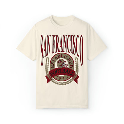 Comfort Colors Throwback San Francisco 49ERS NFL Football Tee - Short Sleeve T-Shirt Unisex Men's Women's Oversized Apparel - Design 1