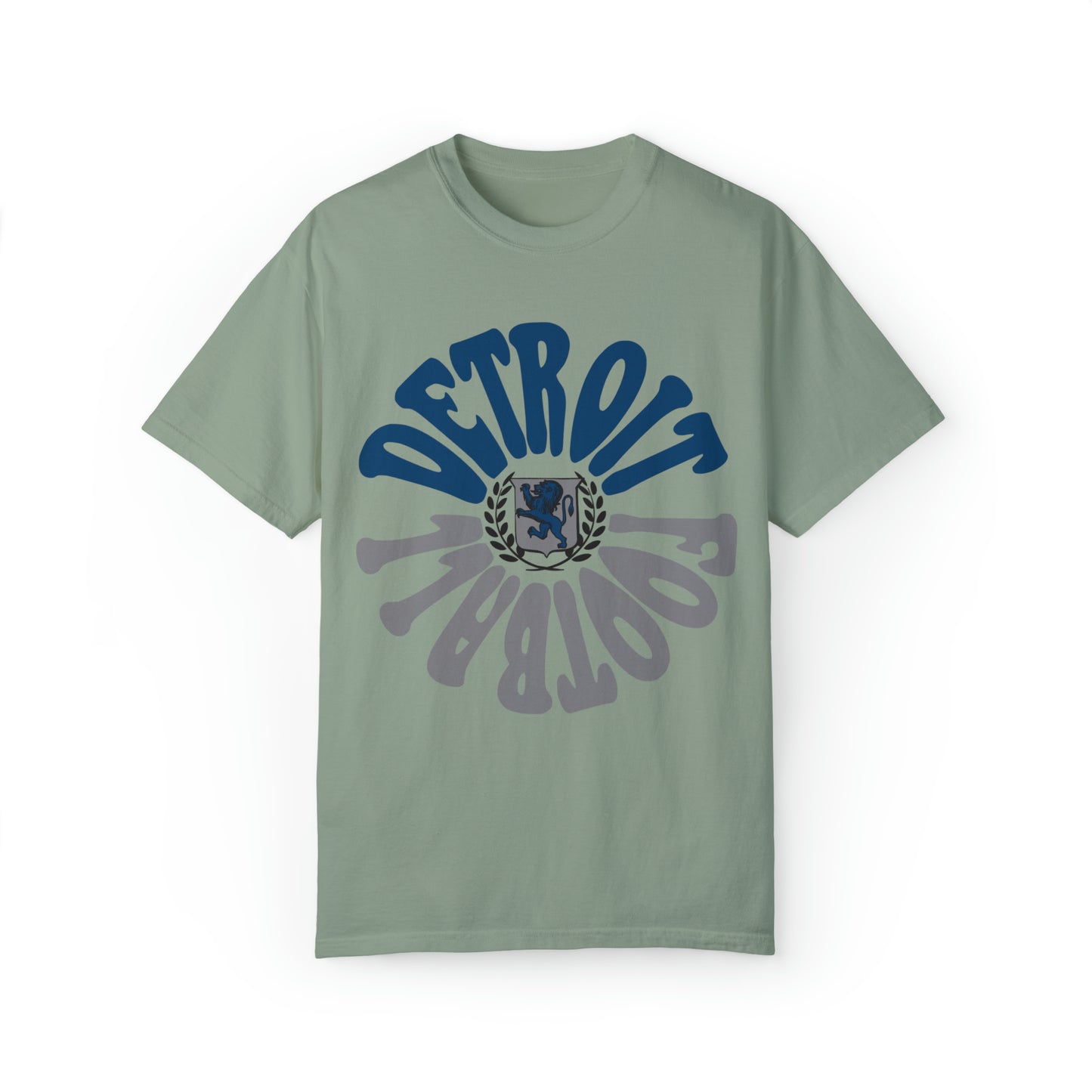 Comfort Colors Hippy Style Detroit Lions Football Short Sleeve T-Shirt - Men's & Women's Oversized Tee - Design 2