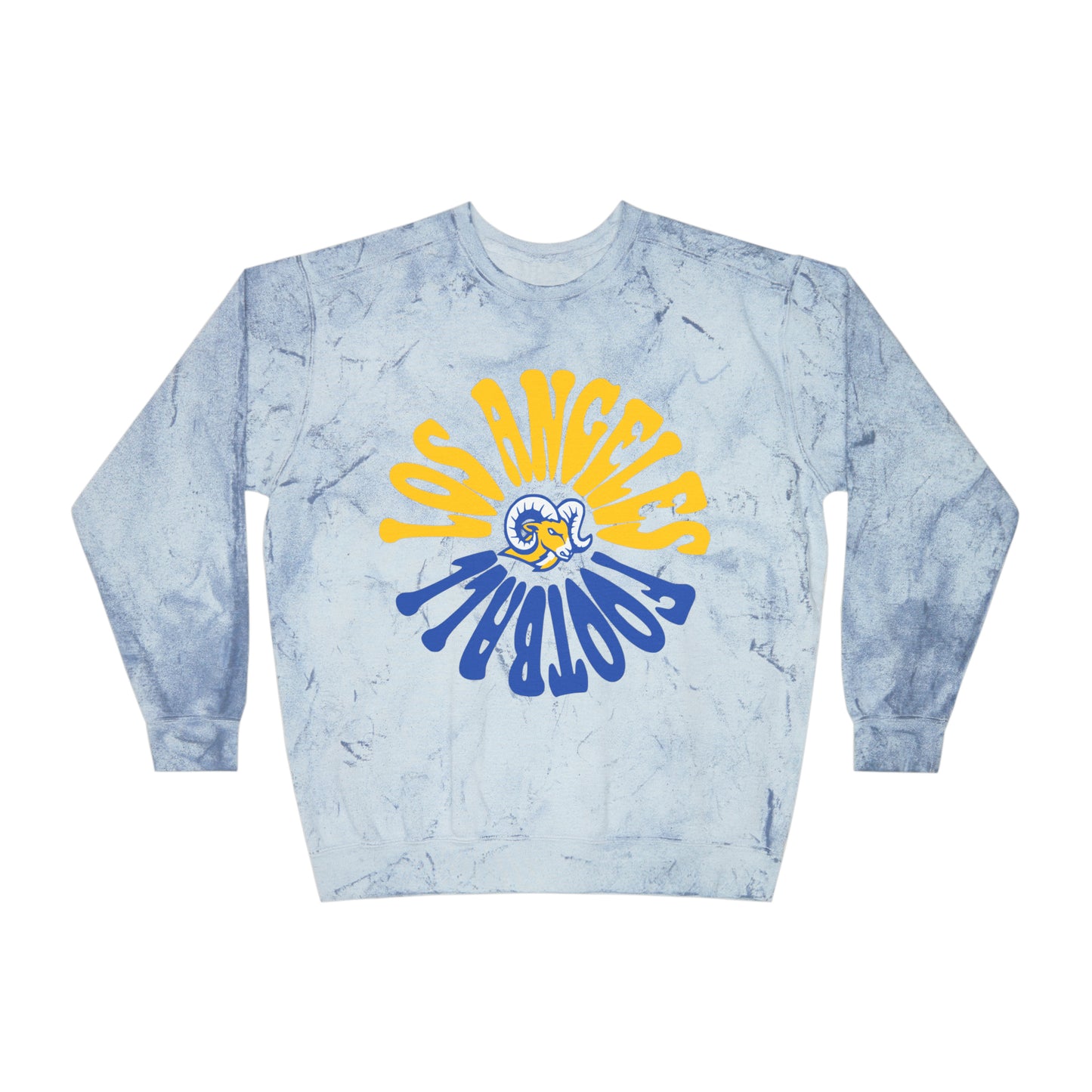 Tie Dye Los Angeles Rams Crewneck Sweatshirt - Vintage California Football Sheep Style Apparel - Men's & Women's - Design 2